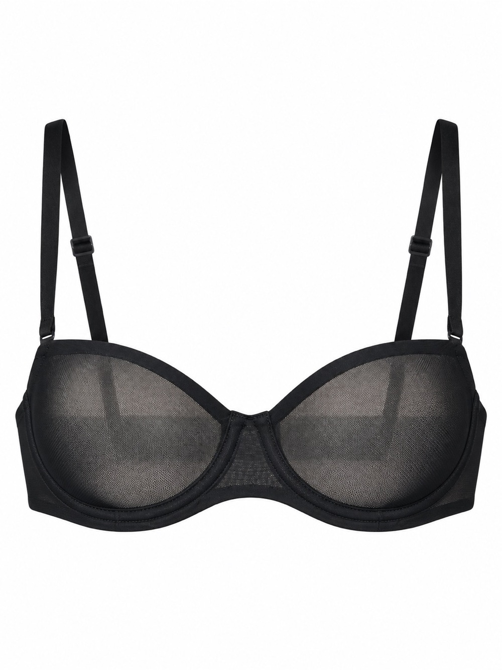 SKIMS Ultra Fine Mesh Strapless Bra Onyx Black Underwire 34B NWT